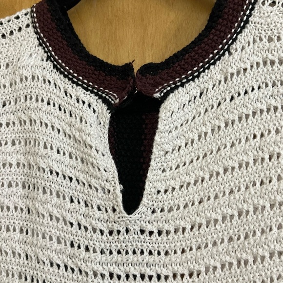 EB Luxe Los Angeles Blk/Wht/Purple Open Weave Crochet Maxi Dress M - Picture 8 of 12